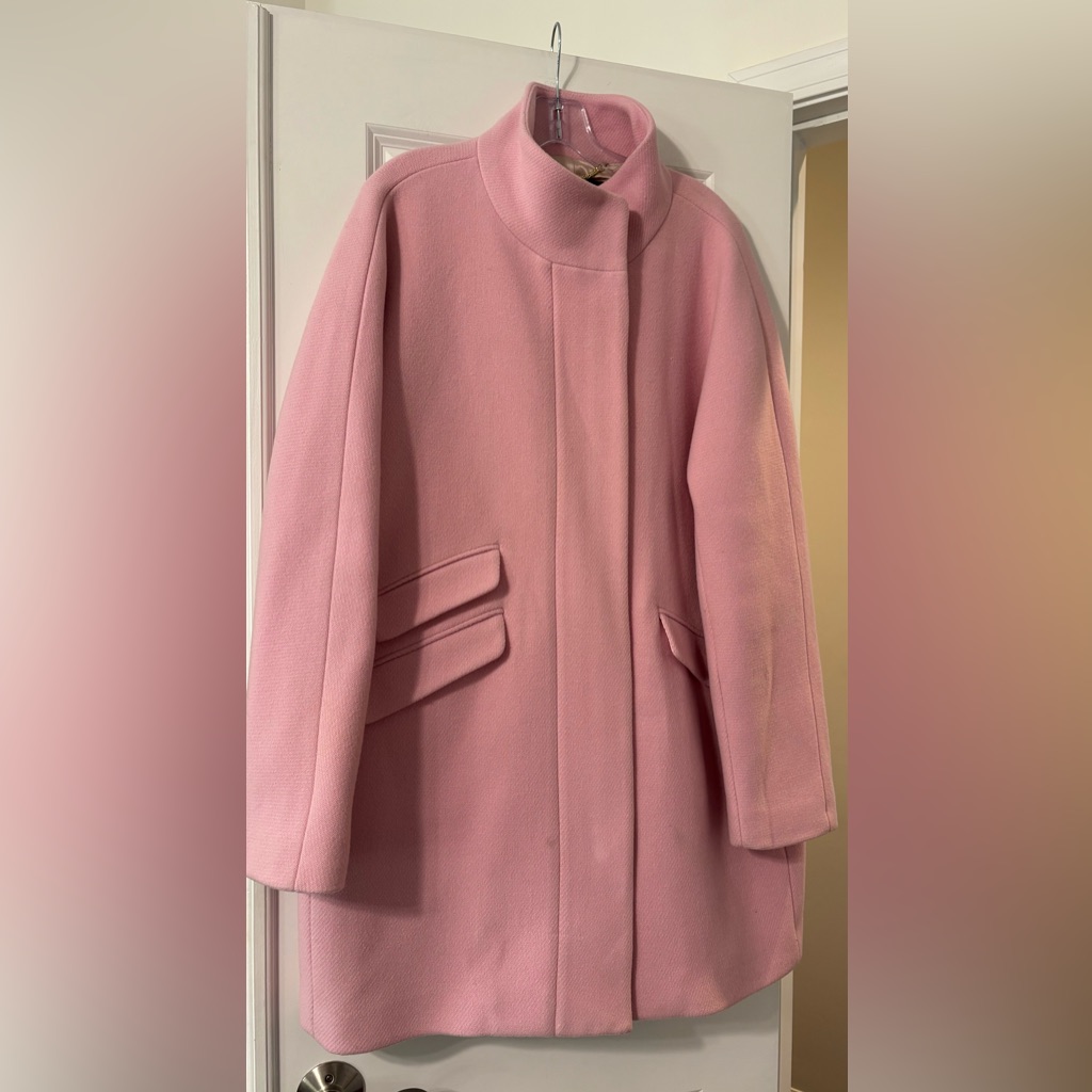 J. Crew Pink Women's Cocoon Wool Coat - Size 18